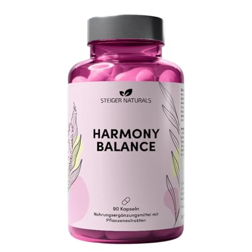 Steiger Naturals Harmony Balance Pflanzlicher Komplex für Frauen mit 10 Pflanzenextrakten | Hormonfrei Vegan Laktosefrei Glutenfrei | 90 Kapseln