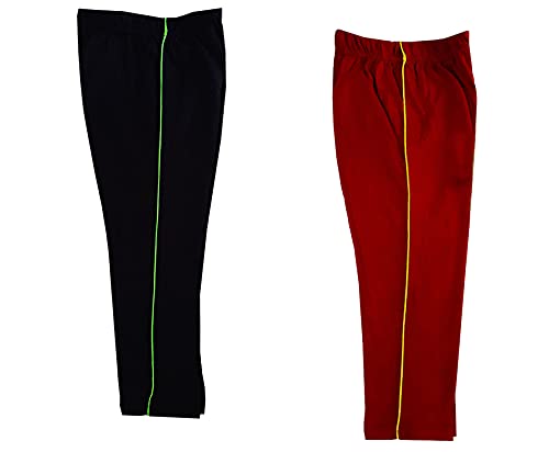 Image of indi weaves Girls Cotton Solid Capri 3 /4th Leggings (Pack of 2)