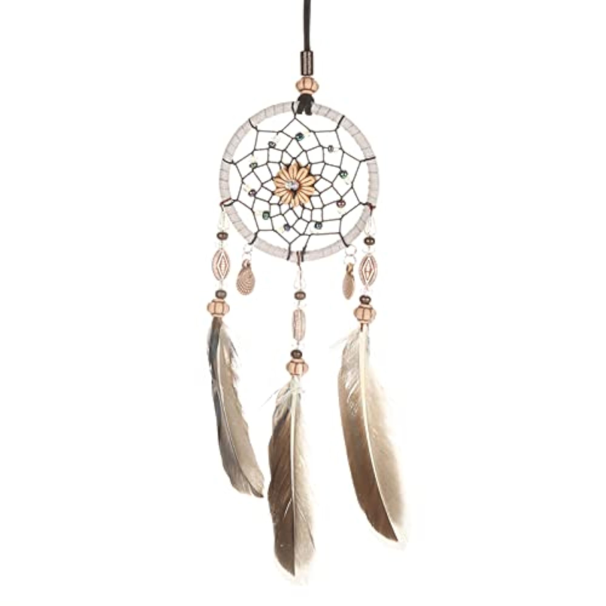 Creative Handmade Dream Catcher with Feather Shells Car Pendant