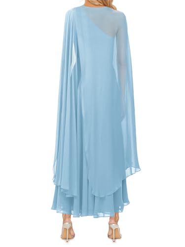 Image of Aisbei Women's Elegant One Shoulder A Line Flowy Maxi Dress Evening Gowns Party Formal Wedding Guest Dresses with Cape