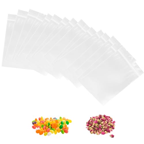 100 Pezzi Sacchetti in Plastica Trasparente Richiudibili, Borsa con Chiusura a Cerniera, Sacchetto Sigillato, Buste Con Zip, Applicano a Cucina, Ufficio, Semi di Gioielli e Piccoli Accessori