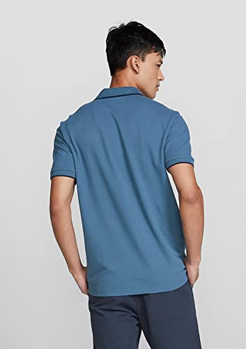 Camisa Polo Básica Masculina Em Malha Piquet Com Bordado Azul Médio P