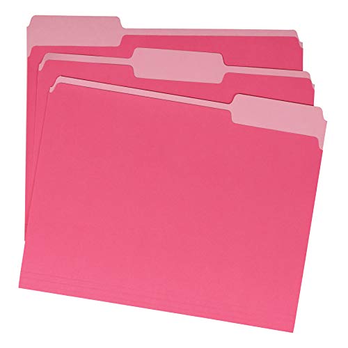 Amazon Basics File Folders, Letter Size, 1/3 Cut Tab, Pink, 36-Pack #TOP1