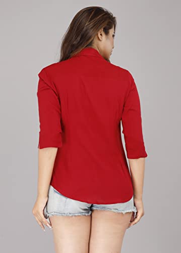 Image of Women Solid Shirt for Office & Casual wear | 3 /4th Sleeves Spread Collar