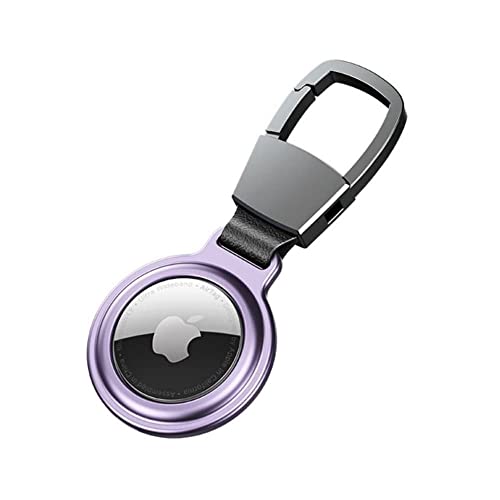 Image of AirTag Keychain Holder with Metallic Case Compatible with Apple Airtag with Antitheft Magnetic Lock | Light Weight (Purple)