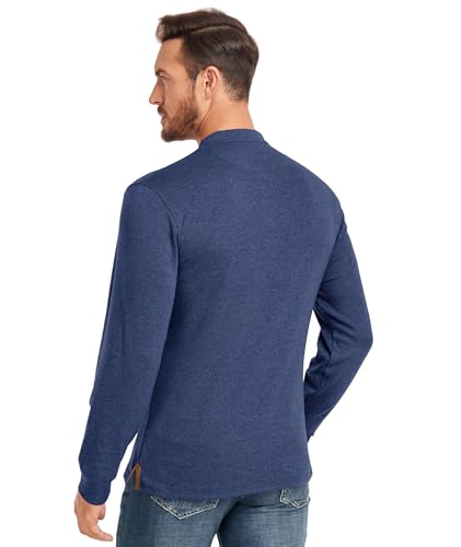 Mens Henley Shirt Long Sleeve Basic Button-Down T-Shirt with Pockets Solid Color Henley Shirt3
