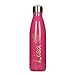 elasto Personalisierte Auslaufsichere Trinkflasche aus Edelstahl mit Namen 500 ml Kohlensäure geeignete Doppelwandige Thermosflasche Vakuum Isoliert, (Pink)
