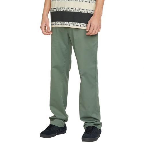 Volcom Men's Frickin Modern Fit Stretch Chino Pant, Light Olive, 28x30
