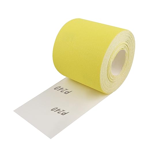 Image of Shineboc Sandpaper Roll Yellow, 93mm x 10m, 240 Grit, Quartz Sand Abrasive Sanding Paper for Wood, Metal, Paint, Plaster, Filler, Automotive, Compatible with Machine Sanders
