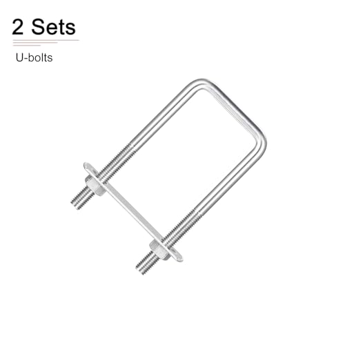 Image of DTGN M8x45x110mm(ThreadxWxL) Square U Bolt - 2Pack - Good for Trailer Pipe Replacement Parts - 304 Stainless Steel U Shape Bolts