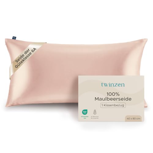Twinzen Seidenkissenbezug 100% Silk Pillowcase 22 Momme Güteklasse 6A - Oeko-Tex Zert. für Haar und Haut