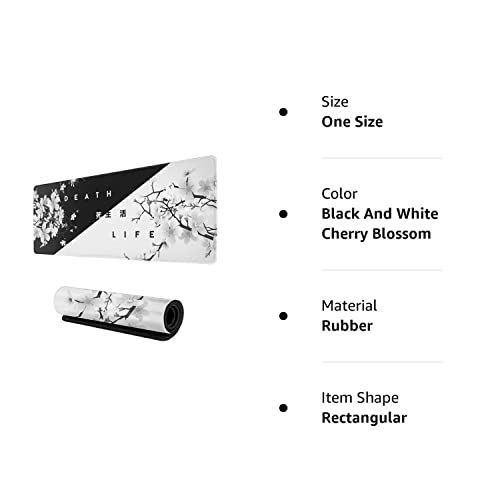 Cdeb Black And White Cherry Blossom Gaming Mouse Pad Xl, Extended Stitched Edges,Large Mouse Mat Desk Pad, Long Non Slip Rubber Base Mice Pad（31.5 X 11.8 Inch） #TOP6