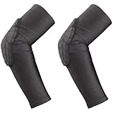 LUMINFLY Pair Padded Elbow Sleeves for Youngsters, Compression Arm Sleeve with Eva Pad, Protective Gear for Basketball, Football, Volleyball, Biking
