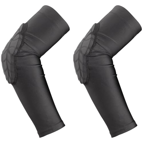 LUMINFLY Pair Padded Elbow Sleeves for Youngsters, Compression Arm Sleeve with Eva Pad, Protective Gear for Basketball, Football, Volleyball, Biking