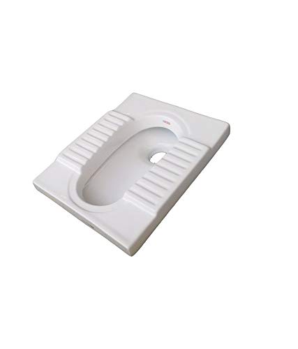 Premium Ceramic Low Height Indian Toilet Squat Pan | Heavy-Duty Floor Mount Orissa Pan|Anti-Skid Footrest, High Load Capacity | Durable Sanitary Ware for Home & Commercial Use(White)