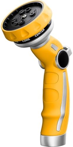 RESTMO Hose Nozzle Heavy Duty, Metal Water Hose Sprayer for Garden, 9 Spray Patterns | High Pressure | Thumb Flow Control | On/Off Valve, Ideal for Lawn & Plant Wate...