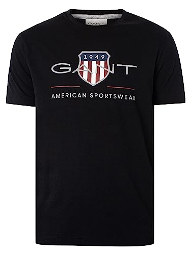 Gant Herren Reg Shield T-Shirt T Shirt, Schwarz, M EU – Ansicht 6