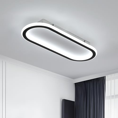 Toolight LED Deckenleuchte Lang, 33W 3712LM Deckenleuchte Küche Schwarz Modern 41CM, LED Deckenlampe Rechteckig Hauchdünn für Flur Balkon Veranda Büro Arbeitszimmer, Kaltweiß 6500K