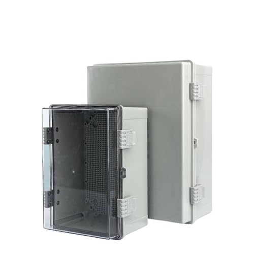 Scatola di giunzione impermeabile, IP66, custodia in ABS incernierata con piastra di montaggio per progetti elettrici esterni, 400 x 300 x 200 mm, grigio