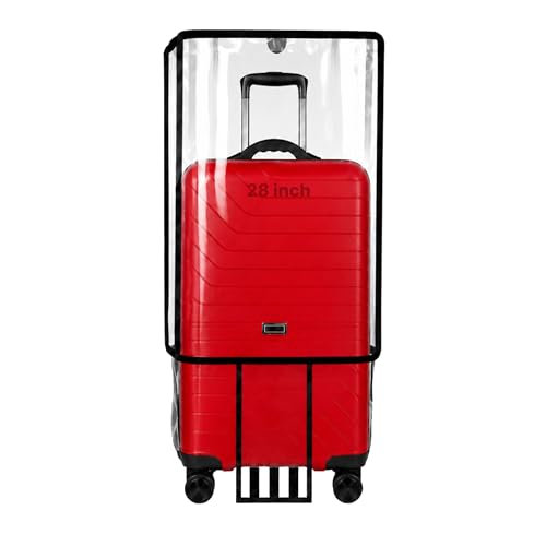 Image of Trolley Bag Cover 28 Inch | Waterproof Dustproof PVC Suitcase Protector with Zipper | Transparent Luggage Cover for Large Trolley Bags | Travel Baggage Protector