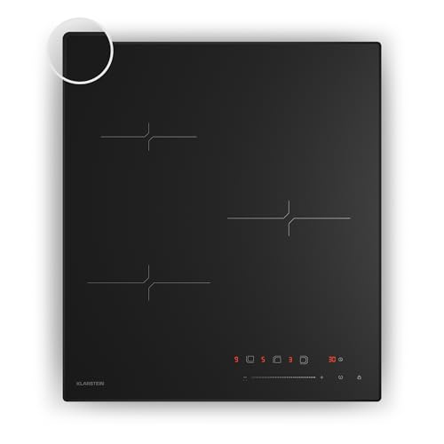 Klarstein Velaire Placa Inducción 45cm - 3 Zonas, 5500W, Control Táctil Deslizante, Temporizador, Bloqueo Infantil, Indicador Calor Residual, Cocina Inducción