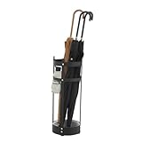 SONGMICS Umbrella Stand, Steel Round Umbrella Holder Rack, 7.7 x 7.7 x 21.7 Inches, with Detachable Drip Tray, for Entryway, Office, Stable, Assembly Required, Matte Black ULUC28BK