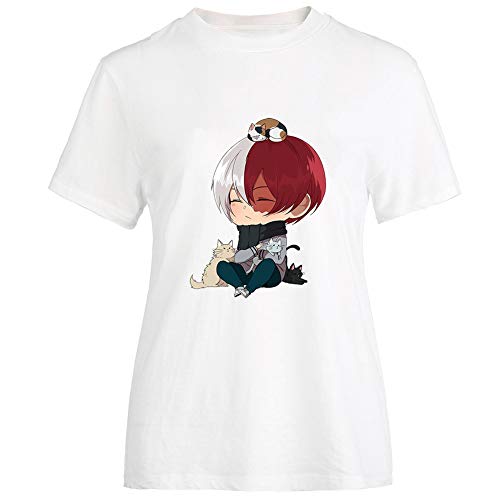 Elibeauty Lunanana My Hero Academia T-shirt imprimé Todoroki Shoto à manches courtes pour femmes et filles, noir Cover