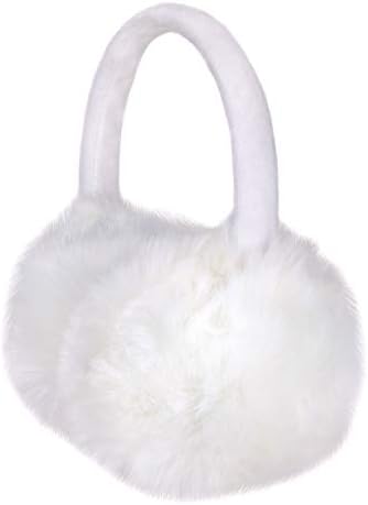 Sudawave Girls Winter Warm Adjustable Knitted Faux Fur Plush Earmuffs Warmers (White)