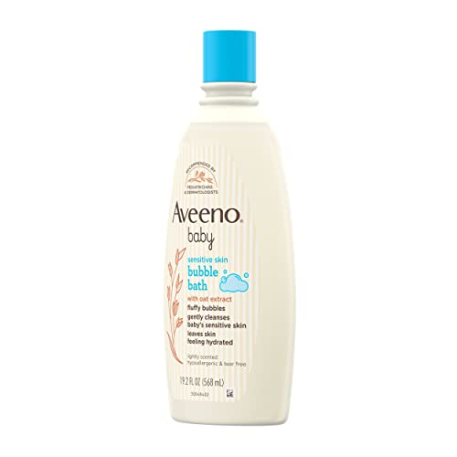 Aveeno Baby Sensitive Skin Bubble Bath With Oat Extract, Gently Cleanses And Leaves Skin Feeling Hydrated, Tear-Free Formula, Hypoallergenic, Paraben-, Phthalate-, Soap- & Dye-Free, 19.2 Fl. Oz #TOP6