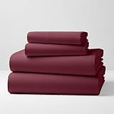 Mellanni 100% Cotton 4 Piece Flannel Sheets Set - Deep Pocket - Warm - Super Soft - Breathable Bedding (Queen, Burgundy)