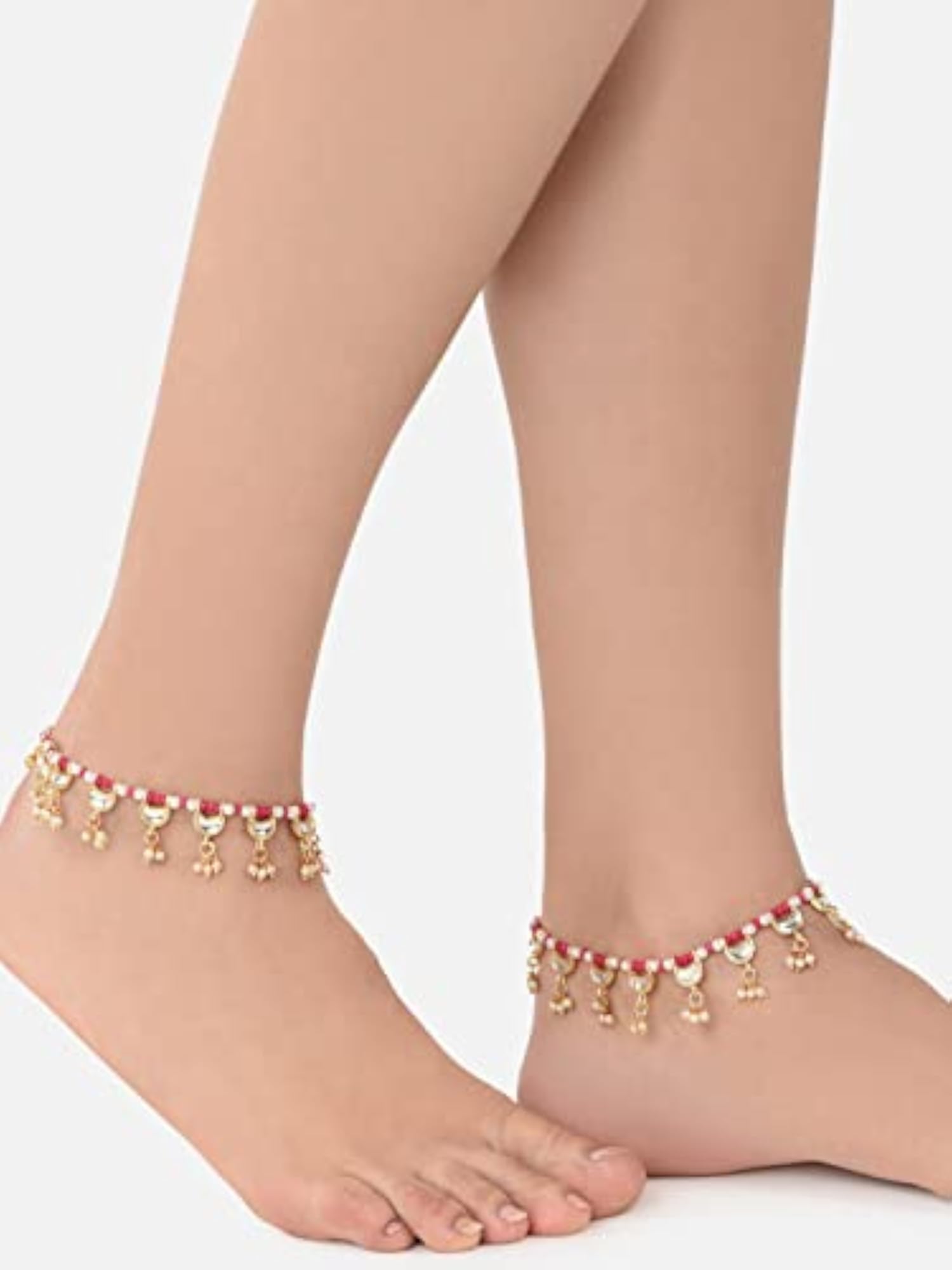 Kundan Drop Anklets for Women-ZPFK11553