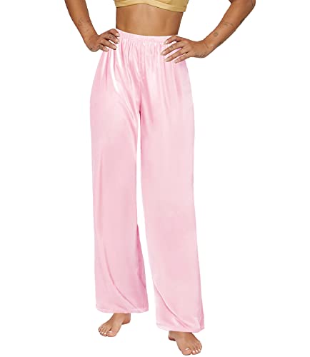 Swomog Women's Silk Satin Pajama Pants Longs Silky Sleep Pants Loungewear Pj Bottoms Soft Nightwear Trousers Elastic Waist Lounge Pj Bottoms #TOP20