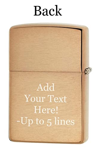 Zippo Lighter - Personalized Message Engraved on Backside Americana Eagle Prey USA Flag Patriotic (Brushed Brass #20854) - Image 3