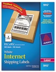 Avery 5912 Internet Shipping Labels, 5-1/2-Inch x8-1/2-Inch, 500/PK, WE