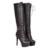 Zzalalana Women's Platform Knee High Boots Lace Up...