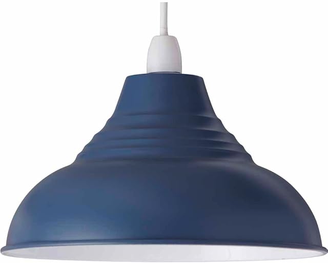 wilko Navy Metallic Vintage Pendant Shade, Elegant Pendant Shade, Steel Contemporary Pendant Shades, H17 x Dia30cm