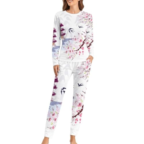 Ensemble pyjama femme Pavillon Fleurs t-shirt manches longues pantalon