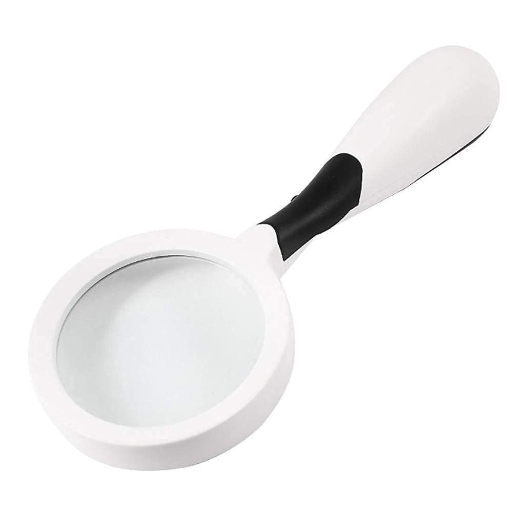 Lupas, Lupa de Mano con Luz, Lupa de Mano con Luz Led, Lectura y Mango Blanco, Material de Vidrio, 3 Espejos, 2X, 4X, 25X, Lupa de Mano Ligera
