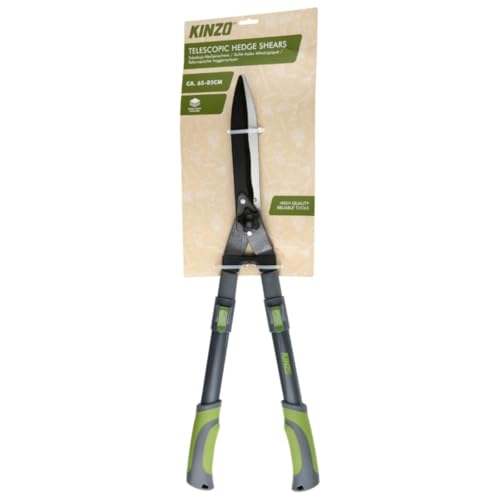 Kinzo Cisaille à Haie Télescopique 65-85cm - Ciseaux de Jardin pour Haies et Arbustes - Lames Antiadhésives - Poignées Ergonomiques - Outil de Jardin Léger pour une Coupe Précise