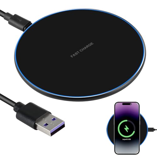 Cargador Inalámbrico de 35W Estación de Carga Inalámbrica Qi Compatible con iPhone 15 14 13 12 Samsung Galaxy S25 S24 S23 S22 S21, Wireless Carga Rápida + Cable Tipo-C 1M