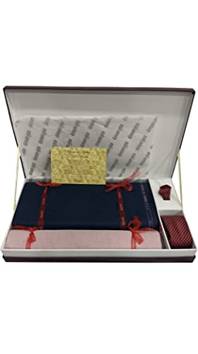 Image of Raymond Men's Unstitched 3.25 Meters Suiting Length Set with Tie, Pocket Square and Shirt Piece (All Weather Fabric,Attractive Box)