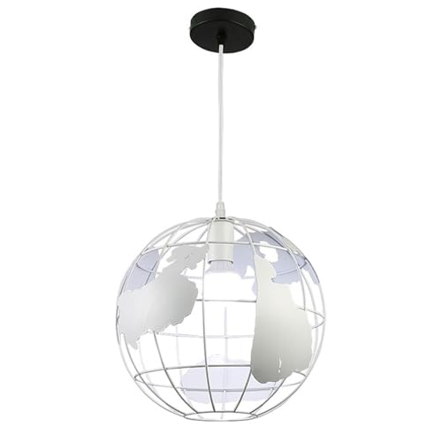 Retro Lampada da soffitto in metallo Retro Sospensioni Apparecchi 60W E27 Lampadario a 1 luci Lampadario a lampione Forma della Terra Diametro 28cm Bianco