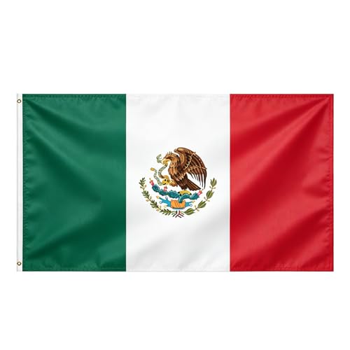VELIFFCO Mexican Flag Flag of Mexico 3x5 Ft - Polyester Lightweight Flags with 2 Brass Grommets for Mexican Party Decorations Sports Events Decorations