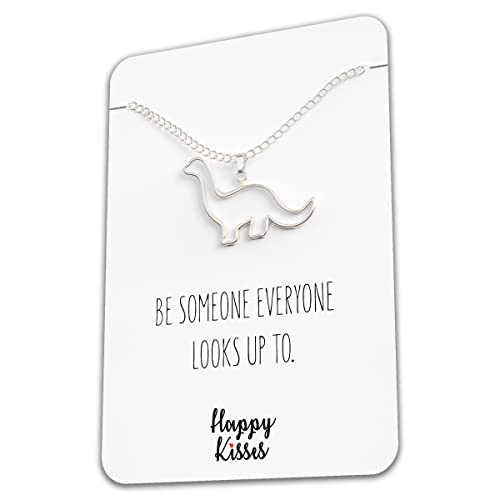 Happy Kisses Dinosaur Brontosaurus Necklace - Cute Pendant Gift - Sweet & Funny Message Card – Also Looks like Eobrontosaurus or Apatosaurus4