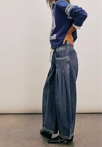 yoeasy Women's Wide Leg Baggy Jeans Drawstring Low Rise Barrel Jeans Casual Loose Boyfriend Y2K Denim Pants3