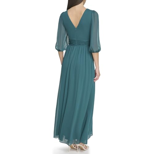 Image of DKNY Women's Long Chiffon V-Neck Dress