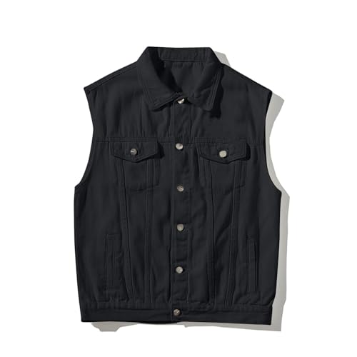 Cambkatl Mens Denim Vest Sleeveless Motorcycle Jacket Vintage Distressed Open Front Big and Tall Trucker Jean Jackets3