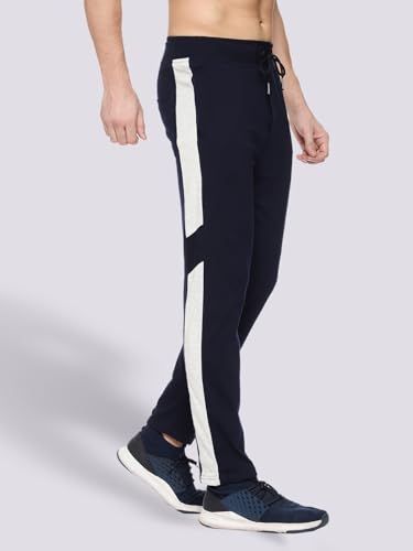 Image of MARK LOUIIS Track Pants for Men: Regular Fit Cotton Blend Lower with 2 Side Zipper Pockets, Back Pocket - Your Go-to for Running, Gym, and Comfortable Style.