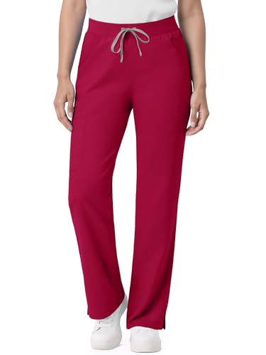 Image of Scrub Pants for Women - Straight Leg Medical Scrub Pants with 6 Pockets - Drawstring Soft Stretch Women Scrub Pant