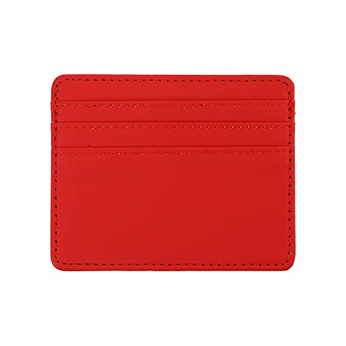 Vctitil Carteira fina para homem, bolso frontal minimalista, carteira de couro com bloqueio RFID, porta-cartões para homens e mulheres (vermelho), minimalista, Vermelho e preto, Minimalista